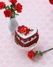 Load image into Gallery viewer, Miniature Valentine’s Day Heart-shaped LOVE Cake – Dollhouse 1:12 Scale Handmade Food