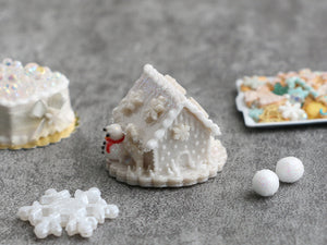 Winter Sugar House with Snowman & Deer - Winter Wonderland Collection - Handmade 12th Scale Dollhouse Miniature