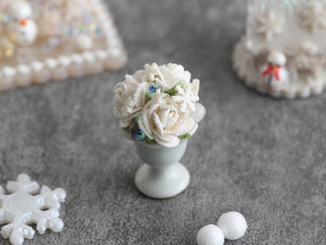 Frost Covered White Roses - Winter Wonderland Collection - Handmade 12th Scale Dollhouse Miniature