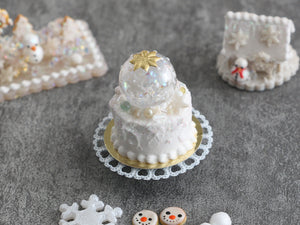Snow Globe Cake - OOAK - Winter Wonderland Collection - Handmade 12th Scale Dollhouse Miniature