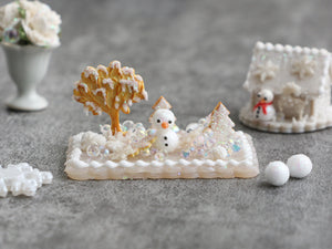 Winter Scene with Snowman - OOAK - Winter Wonderland Collection - Handmade 12th Scale Dollhouse Miniature