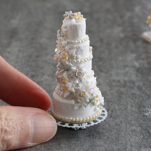 Winter Cascade Celebration Cake - OOAK - Winter Wonderland Collection - Handmade 12th Scale Dollhouse Miniature