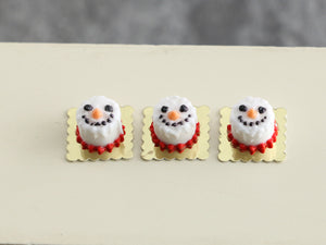 Individual Snowman Cake - Winter Wonderland Collection - Handmade 12th Scale Dollhouse Miniature