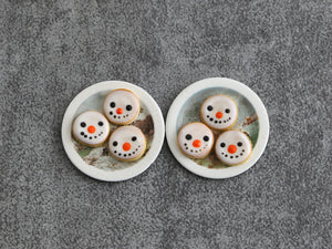 Two Decorative Winter Scene Plates - Winter Wonderland Collection - OOAK - Handmade 12th Scale Dollhouse Miniature