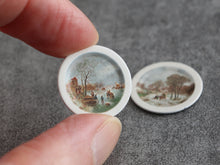 Load image into Gallery viewer, Two Decorative Winter Scene Plates - Winter Wonderland Collection - OOAK - Handmade 12th Scale Dollhouse Miniature