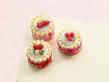 Load image into Gallery viewer, Three Beautiful Red Fruit Charlotte Desserts - 12th Scale Handmade Miniature Food