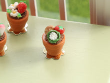 Load image into Gallery viewer, Flower Pot Garden Cupcake with Marzipan Vegetable Decoration - Cauliflower, Tomato, Potato - 12th Handmade Miniature Food
