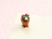 Load image into Gallery viewer, Flower Pot Garden Cupcake with Marzipan Vegetable Decoration - Cauliflower, Tomato, Potato - 12th Handmade Miniature Food