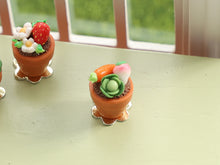 Load image into Gallery viewer, Flower Pot Garden Cupcake with Marzipan Vegetable Decoration - Cabbage, Carrot, Turnip - 12th Handmade Miniature Food