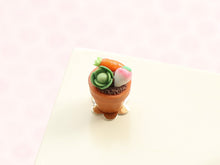 Load image into Gallery viewer, Flower Pot Garden Cupcake with Marzipan Vegetable Decoration - Cabbage, Carrot, Turnip - 12th Handmade Miniature Food