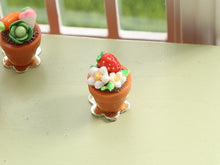 Load image into Gallery viewer, Flower Pot Garden Cupcake with Marzipan Strawberry and Blossom Decoration - 12th Handmade Miniature Food