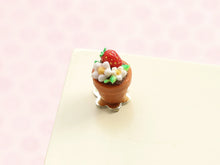 Load image into Gallery viewer, Flower Pot Garden Cupcake with Marzipan Strawberry and Blossom Decoration - 12th Handmade Miniature Food