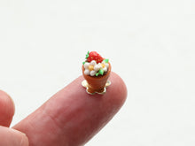 Load image into Gallery viewer, Flower Pot Garden Cupcake with Marzipan Strawberry and Blossom Decoration - 12th Handmade Miniature Food