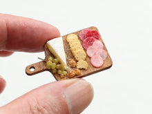 Load image into Gallery viewer, Brie, Grapes, Crackers and Charcuterie Board - 12th Scale Handmade Dollhouse Miniature Food