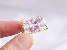 Load image into Gallery viewer, Christmas / Winter Cake with Lilac Flower and Snowflake Flurry - Handmade Miniature Food