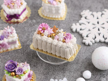 Load image into Gallery viewer, OOAK - Cream Cake for Christmas / Winter with Lilac Flowers, Stars and Snowflakes - Handmade Miniature Food