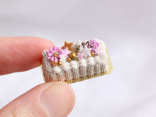 Load image into Gallery viewer, OOAK - Cream Cake for Christmas / Winter with Lilac Flowers, Stars and Snowflakes - Handmade Miniature Food