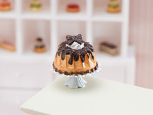 Load image into Gallery viewer, 1:12 Scale Chocolate Kouglof on Stand - Handmade Miniature Dollhouse Food