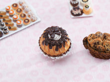 Load image into Gallery viewer, 1:12 Scale Chocolate Kouglof on Stand - Handmade Miniature Dollhouse Food