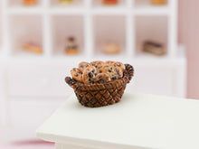 Load image into Gallery viewer, Basket of Miniature Chocolate Chip Cookies - 1:12 Scale Handmade Food