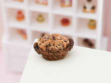 Load image into Gallery viewer, Basket of Miniature Chocolate Chip Cookies - 1:12 Scale Handmade Food