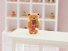 Load image into Gallery viewer, Teddy Bear Cake with Chocolate Bow Tie and Hearts - 1:12 Scale Handmade Miniature Food