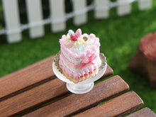 Load image into Gallery viewer, Easter Cake - Pink Eggs, Heartshaped, Rock Candy - Handmade miniature dollhouse food in 12th scale