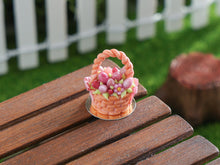 Load image into Gallery viewer, Pink Biscuit Basket Cake for Easter - Handmade miniature dollhouse food in 12th scale