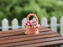Load image into Gallery viewer, Pink Biscuit Basket Cake for Easter - Handmade miniature dollhouse food in 12th scale