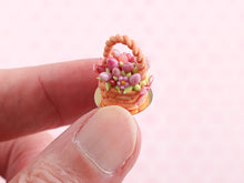 Load image into Gallery viewer, Pink Biscuit Basket Cake for Easter - Handmade miniature dollhouse food in 12th scale