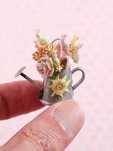 Load image into Gallery viewer, Decorative Watering Can Filled with Candy and Cookie Pops - OOAK - Miniature Food in 12th Scale for Dollhouses