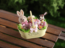 Load image into Gallery viewer, Miniature Spring Garden Basket with Flocked Bunny, Chocolates and Easter Eggs  – 1/12 Scale