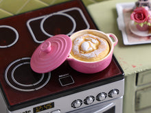 Load image into Gallery viewer, Easter Rabbit Pain Cocotte (Cocotte Bread) in Pink Oven Dish - OOAK - Miniature Food in 12th Scale for Dollhouse