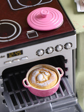 Load image into Gallery viewer, Easter Rabbit Pain Cocotte (Cocotte Bread) in Pink Oven Dish - OOAK - Miniature Food in 12th Scale for Dollhouse