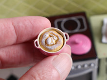 Load image into Gallery viewer, Easter Rabbit Pain Cocotte (Cocotte Bread) in Pink Oven Dish - OOAK - Miniature Food in 12th Scale for Dollhouse