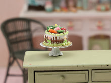 Load image into Gallery viewer, Miniature Vegetable Garden Cake Decorated with Marzipan Vegetables - 12th Scale Handmade Miniature