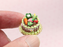 Load image into Gallery viewer, Miniature Vegetable Garden Cake Decorated with Marzipan Vegetables - 12th Scale Handmade Miniature