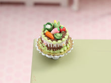 Load image into Gallery viewer, Miniature Vegetable Garden Cake Decorated with Marzipan Vegetables - 12th Scale Handmade Miniature