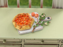 Load image into Gallery viewer, Rustic Apricot Tart on Wooden Board with Branch - Handmade 12th Scale Dollhouse Miniature Food