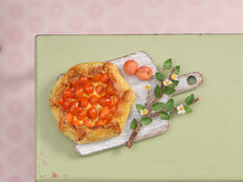 Load image into Gallery viewer, Rustic Apricot Tart on Wooden Board with Branch - Handmade 12th Scale Dollhouse Miniature Food
