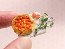 Load image into Gallery viewer, Rustic Apricot Tart on Wooden Board with Branch - Handmade 12th Scale Dollhouse Miniature Food