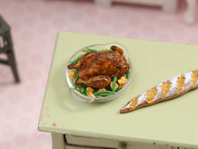 Load image into Gallery viewer, Roast Chicken with Potatoes and French Green Beans - Handmade Miniature Food in 12th Scale