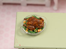 Load image into Gallery viewer, Roast Chicken with Potatoes and French Green Beans - Handmade Miniature Food in 12th Scale