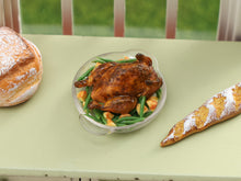Load image into Gallery viewer, Roast Chicken with Potatoes and French Green Beans - Handmade Miniature Food in 12th Scale