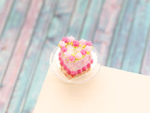Load image into Gallery viewer, Heart-shaped Light and Dark Pink Rose Crown Cake - Handmade Miniature Food for Dollhouse