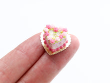 Load image into Gallery viewer, Heart-shaped Light and Dark Pink Rose Crown Cake - Handmade Miniature Food for Dollhouse