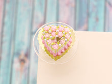 Load image into Gallery viewer, Heart-shaped Light Pink Bed of Roses Cake - Handmade Miniature Food for Dollhouse
