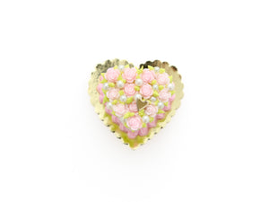 Heart-shaped Light Pink Bed of Roses Cake - Handmade Miniature Food for Dollhouse