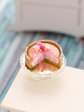 Load image into Gallery viewer, Handmade 1/12 Scale Elegant Rose Miniature Pink Glazed Cheesecake - Dollhouse Bakery Treat