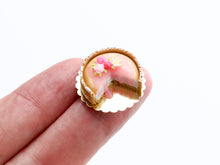 Load image into Gallery viewer, Handmade 1/12 Scale Elegant Rose Miniature Pink Glazed Cheesecake - Dollhouse Bakery Treat